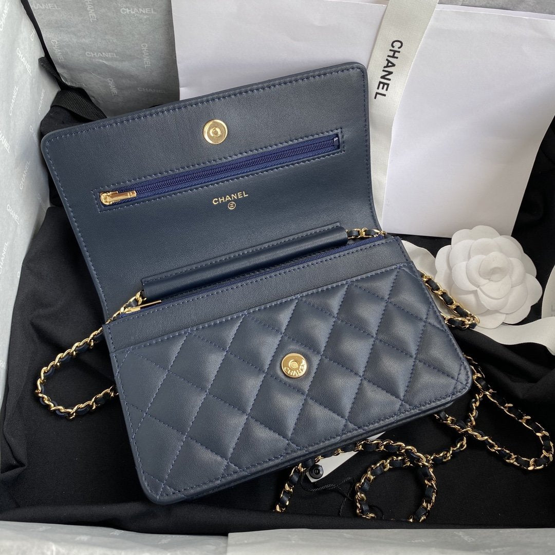 Chanel Wallet On Chain WOC Blue