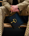 Gucci Small Horsebit Embellished Leather Bucket Bag - Black