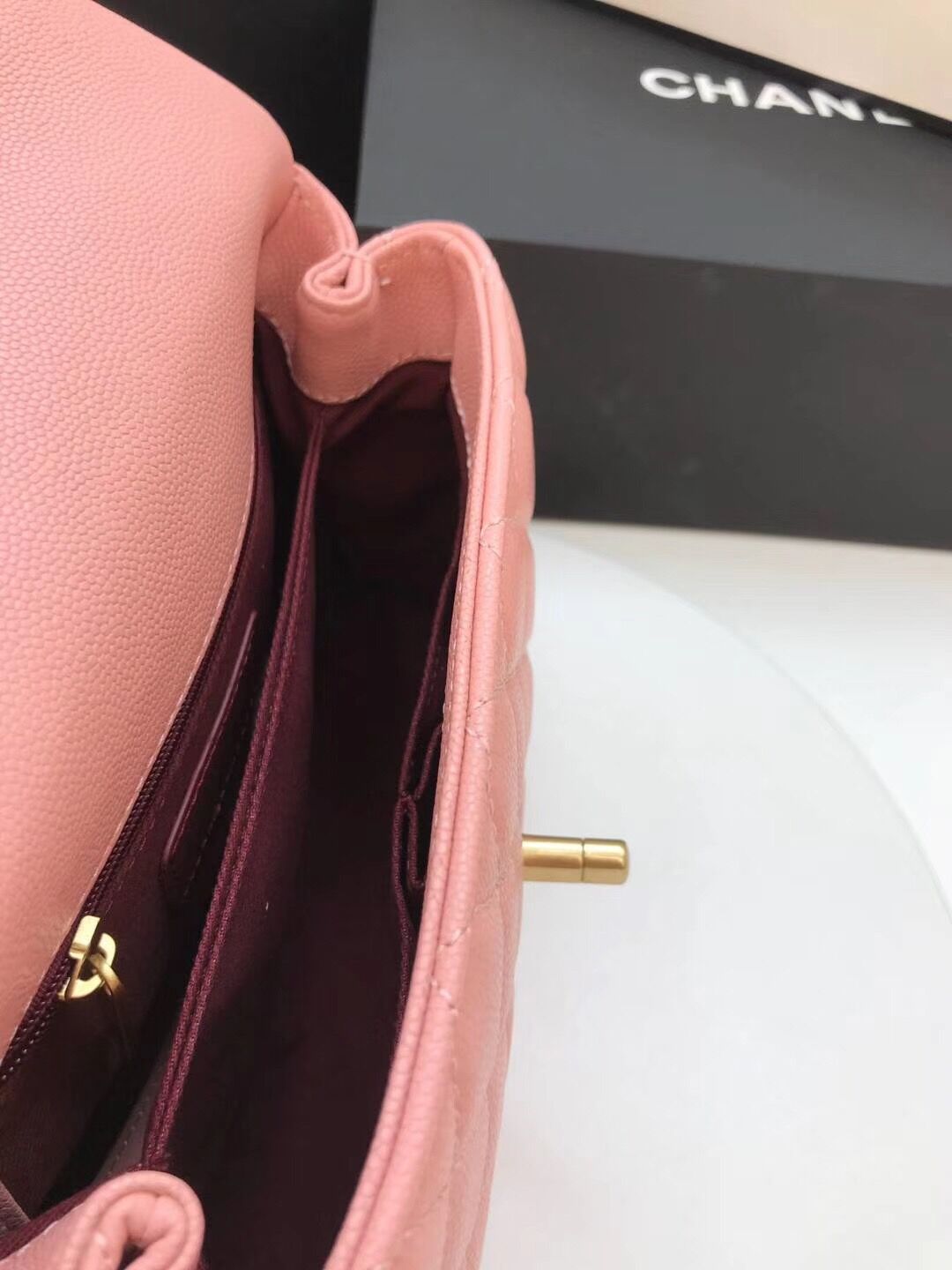 Chanel Coco Handle Gold Caviar Pink 24 cm Handbag