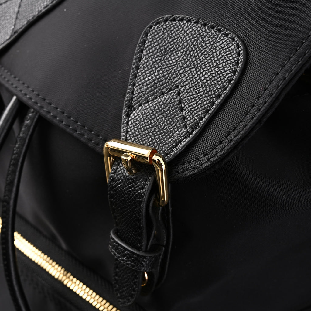 Burberry the Rucksack – Black Nylon & Leather Backpack with Gold-Tone Hardware - Black with Gold Accents