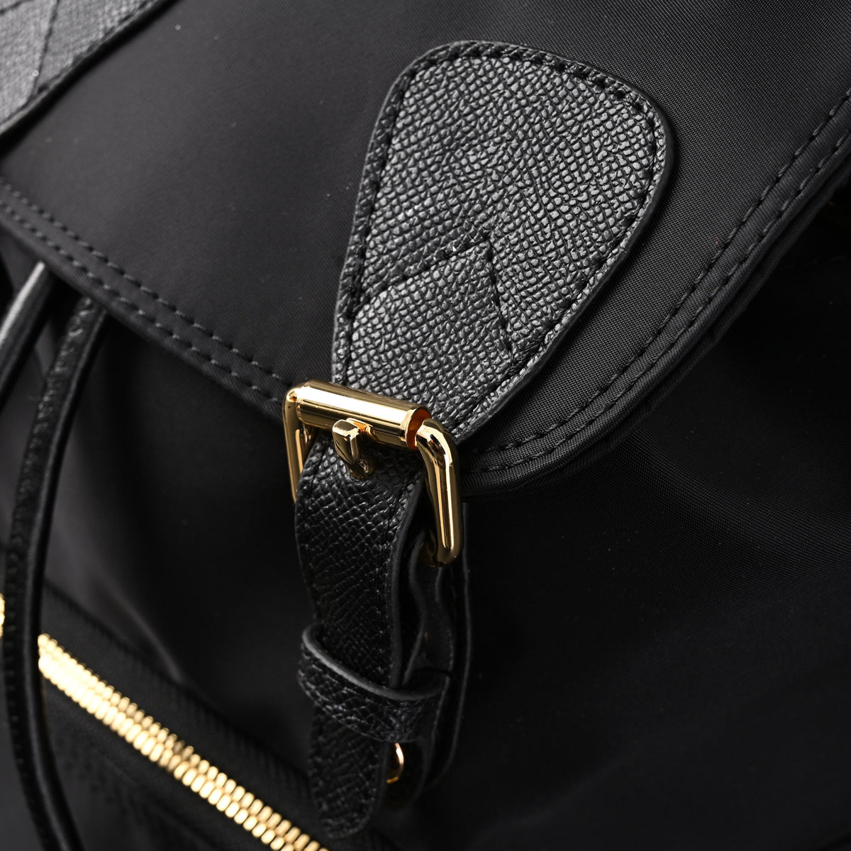 Burberry the Rucksack – Black Nylon & Leather Backpack with Gold-Tone Hardware - Black with Gold Accents