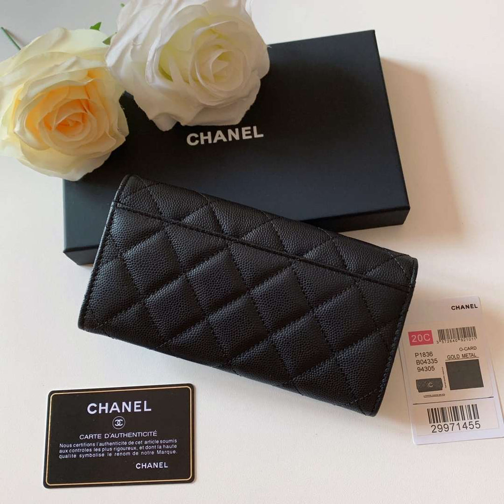 Chanel Caviar Quilted Gusset Flap Wallet