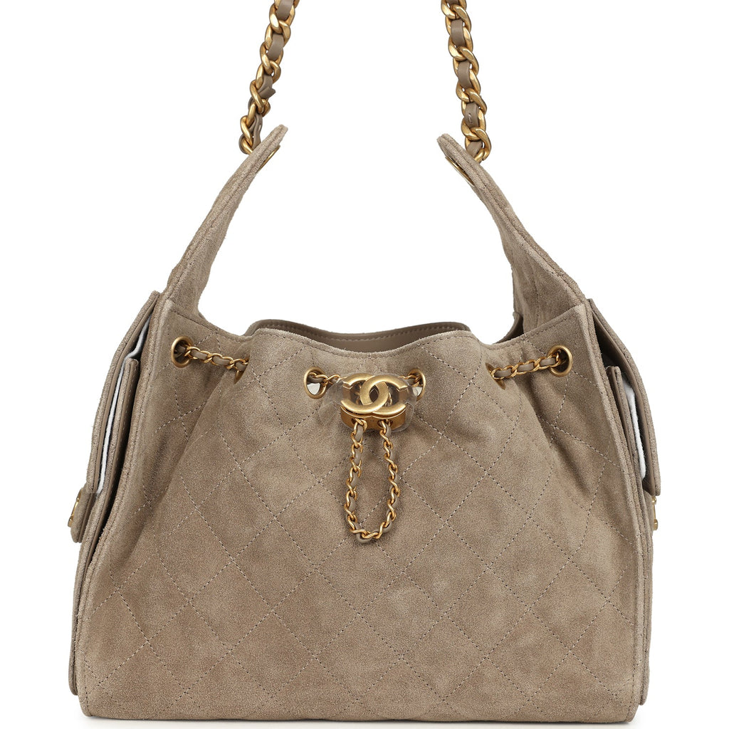 Chanel Small 25 Hobo Grey Suede Hobo Bag