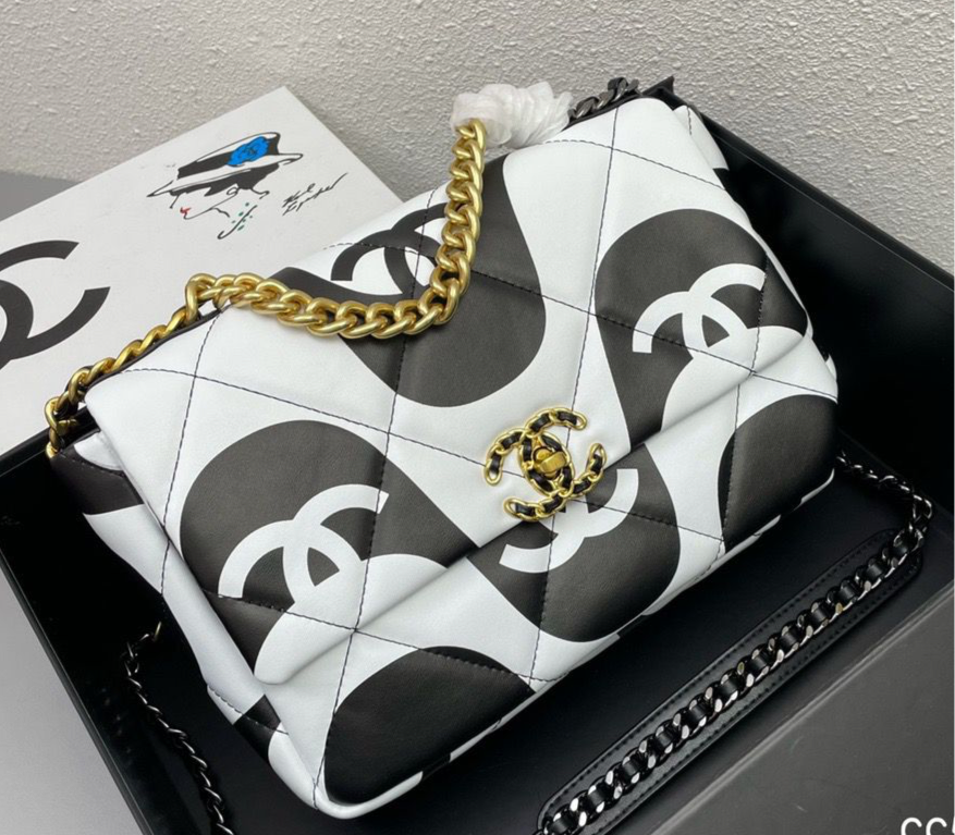 Chanel 19 Flap Bag Medium Black Ecru - Ecru and Black