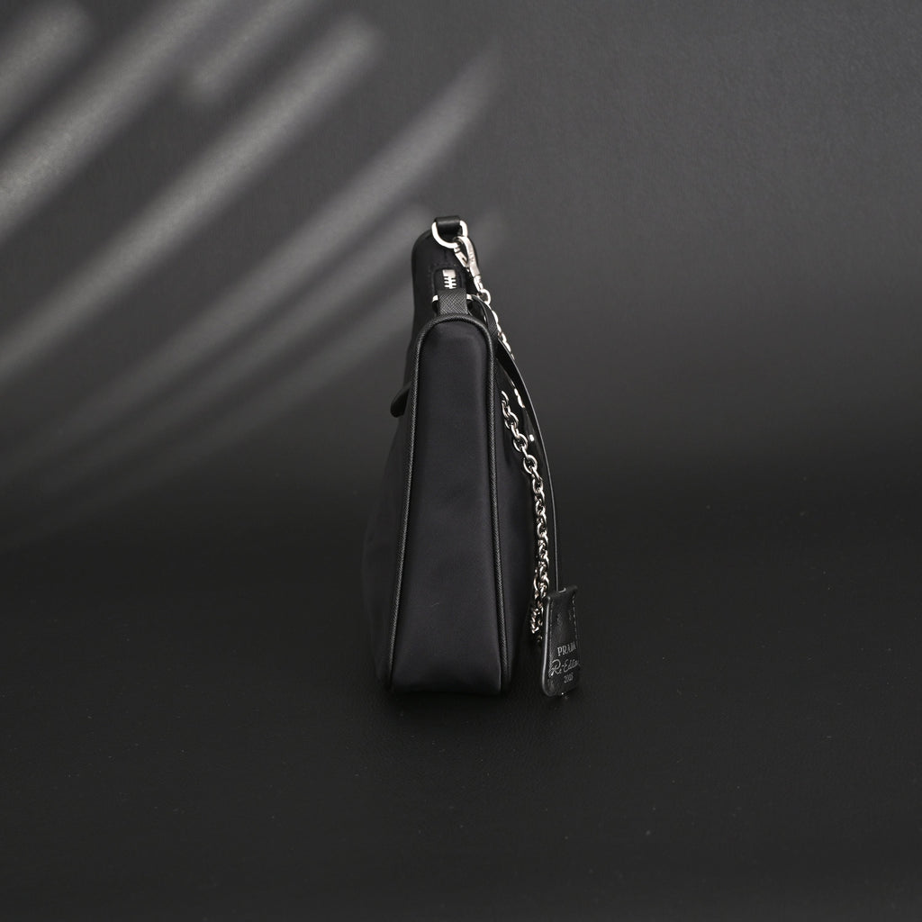 Prada Re-Edition 2005 Nylon Shoulder Bag – Black - Black with Silver-Tone Hardware