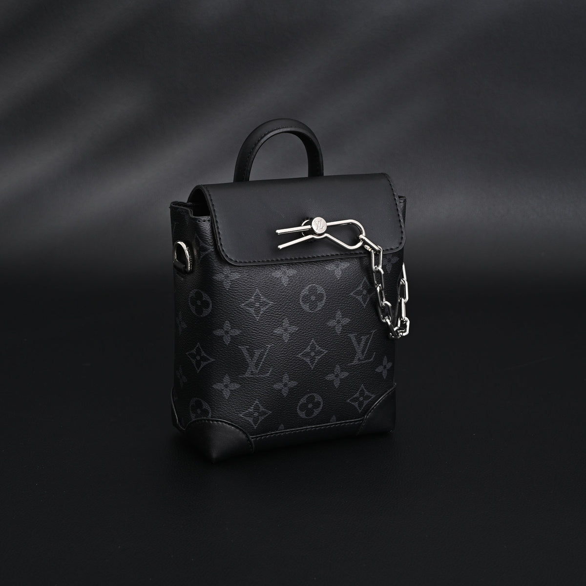 Louis Vuitton Soft Trunk Messenger – Monogram Eclipse Canvas with Silver Chain Handbag