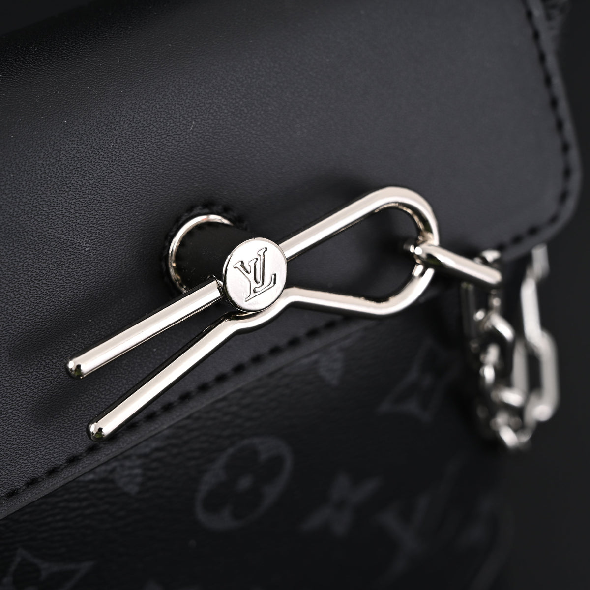 Louis Vuitton Soft Trunk Messenger – Monogram Eclipse Canvas with Silver Chain Handbag