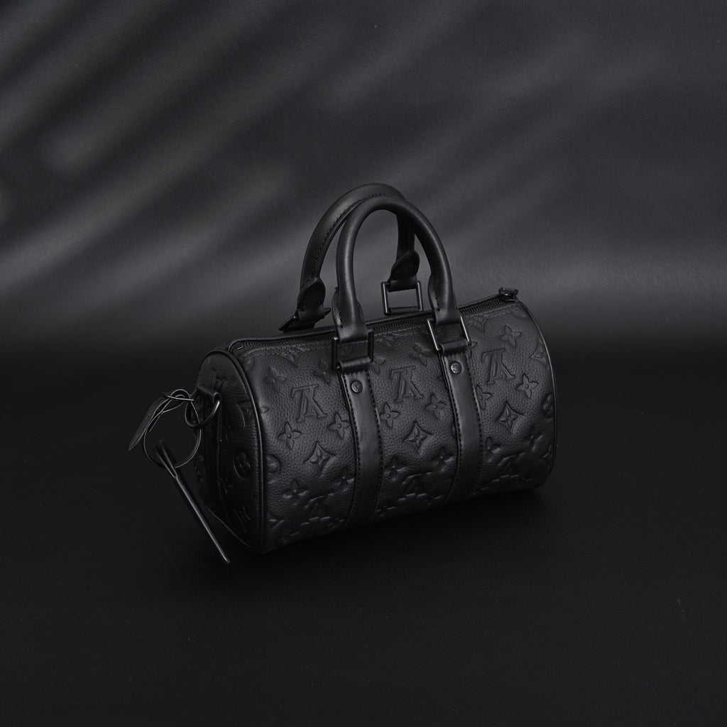 Louis Vuitton Keepall Bandoulière 50 – Monogram Shadow Black Leather Travel Bag