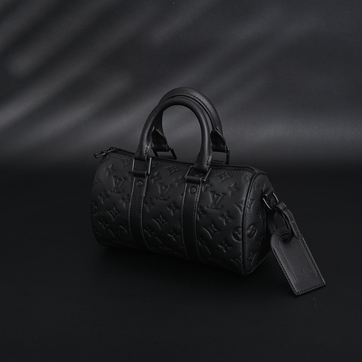 Louis Vuitton Keepall Bandoulière 50 – Monogram Shadow Black Leather Travel Bag