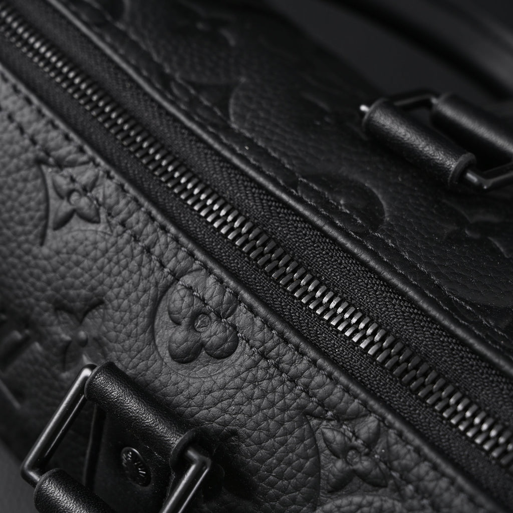 Louis Vuitton Keepall Bandoulière 50 – Monogram Shadow Black Leather Travel Bag