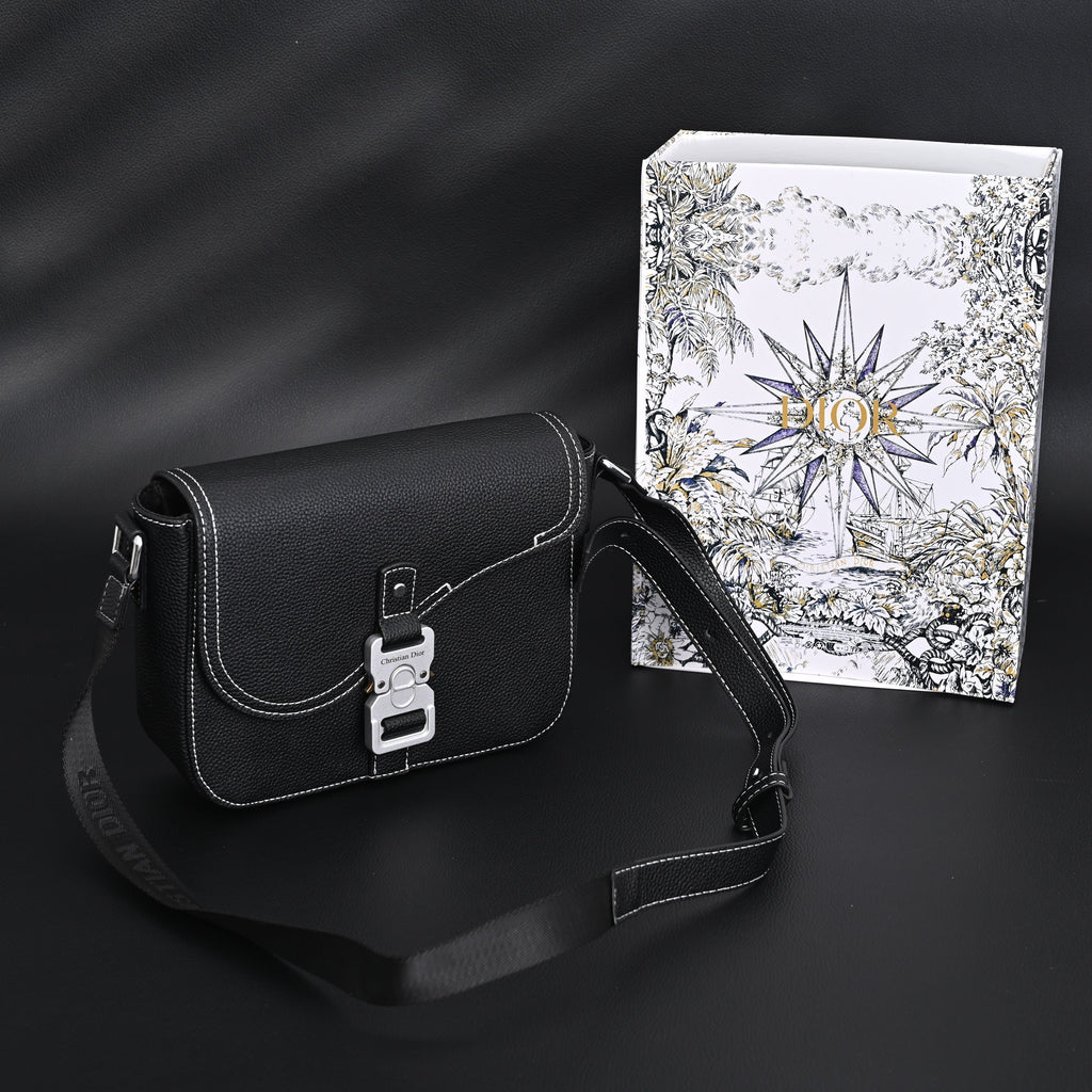 Dior Saddle Crossbody Bag – Black Grained Calfskin with Silver-Tone Hardware - Black with Silver-Tone Hardware