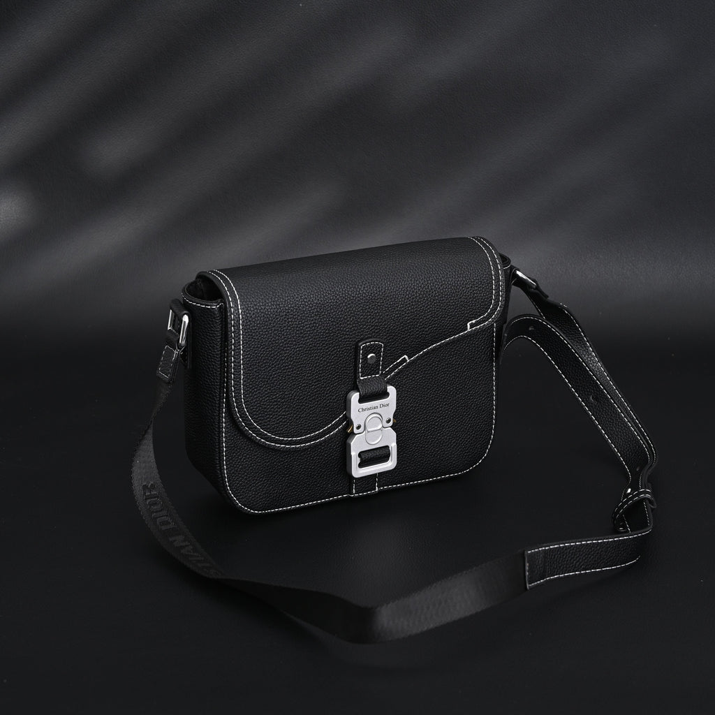 Dior Saddle Crossbody Bag – Black Grained Calfskin with Silver-Tone Hardware - Black with Silver-Tone Hardware