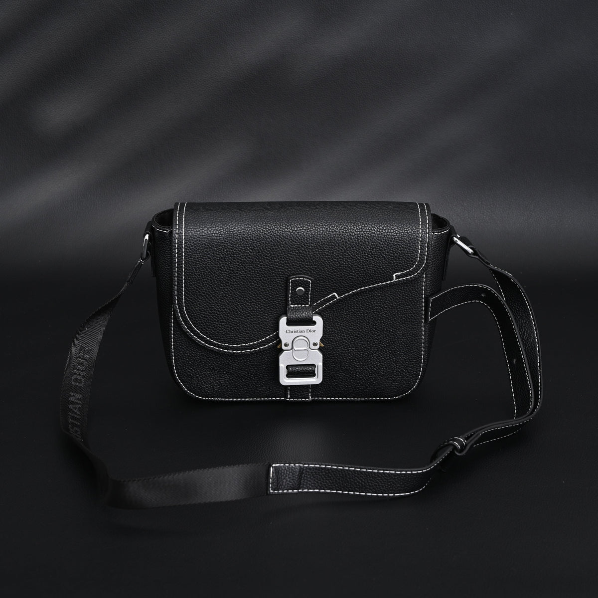 Dior Saddle Crossbody Bag – Black Grained Calfskin with Silver-Tone Hardware - Black with Silver-Tone Hardware