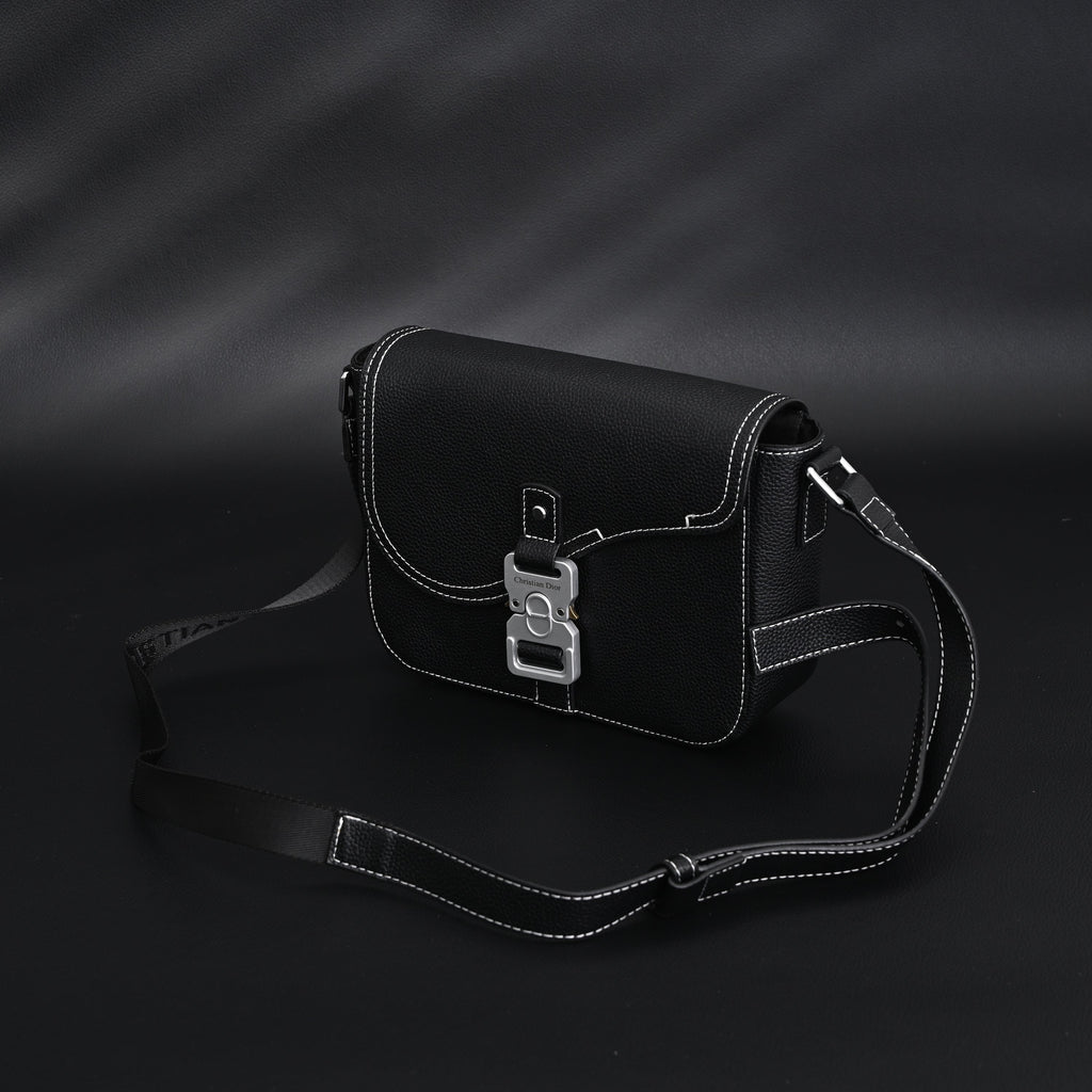 Dior Saddle Crossbody Bag – Black Grained Calfskin with Silver-Tone Hardware - Black with Silver-Tone Hardware