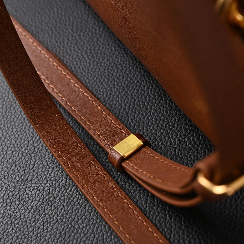 Gucci Horsebit 1955 Brown Leather Top Handle Bag - Classic Brown with Rich Texture