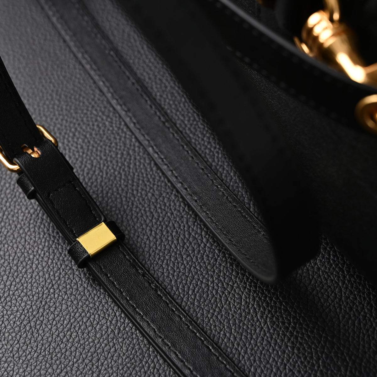Miu Miu Black Leather Satchel Bag – Medium Structured Tote - Black with Gold-Tone Accents
