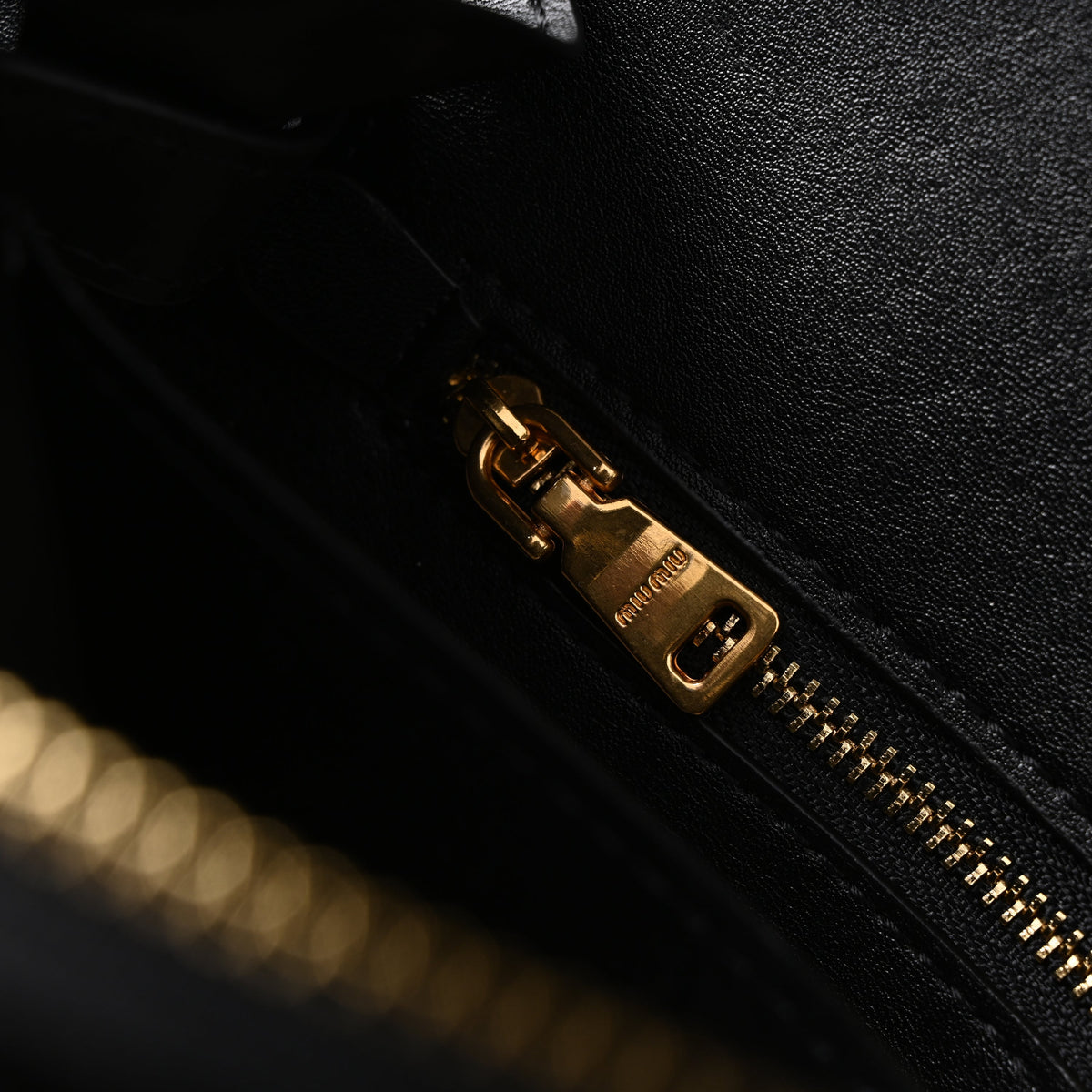 Miu Miu Black Leather Satchel Bag – Medium Structured Tote - Black with Gold-Tone Accents