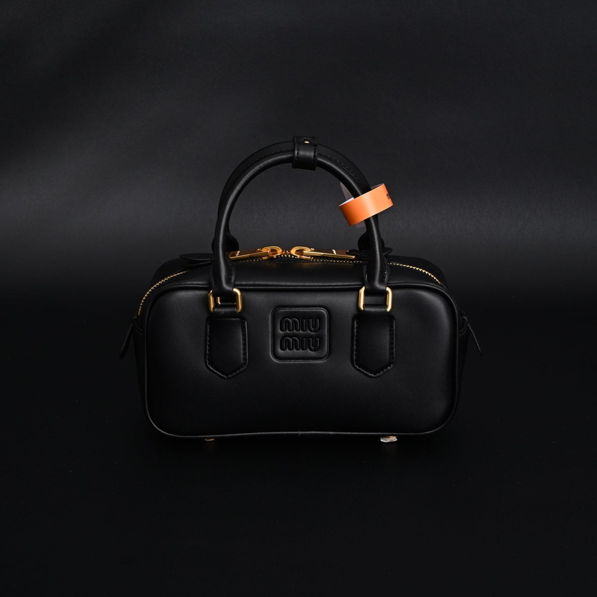Miu Miu Black Matelassé Leather Satchel Bag – Mini Top Handle - Black with Gold-Tone Accents