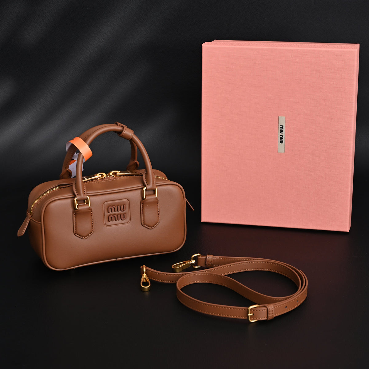 Miu Miu Leather Top Handle Satchel – Caramel Brown Satchel Bag