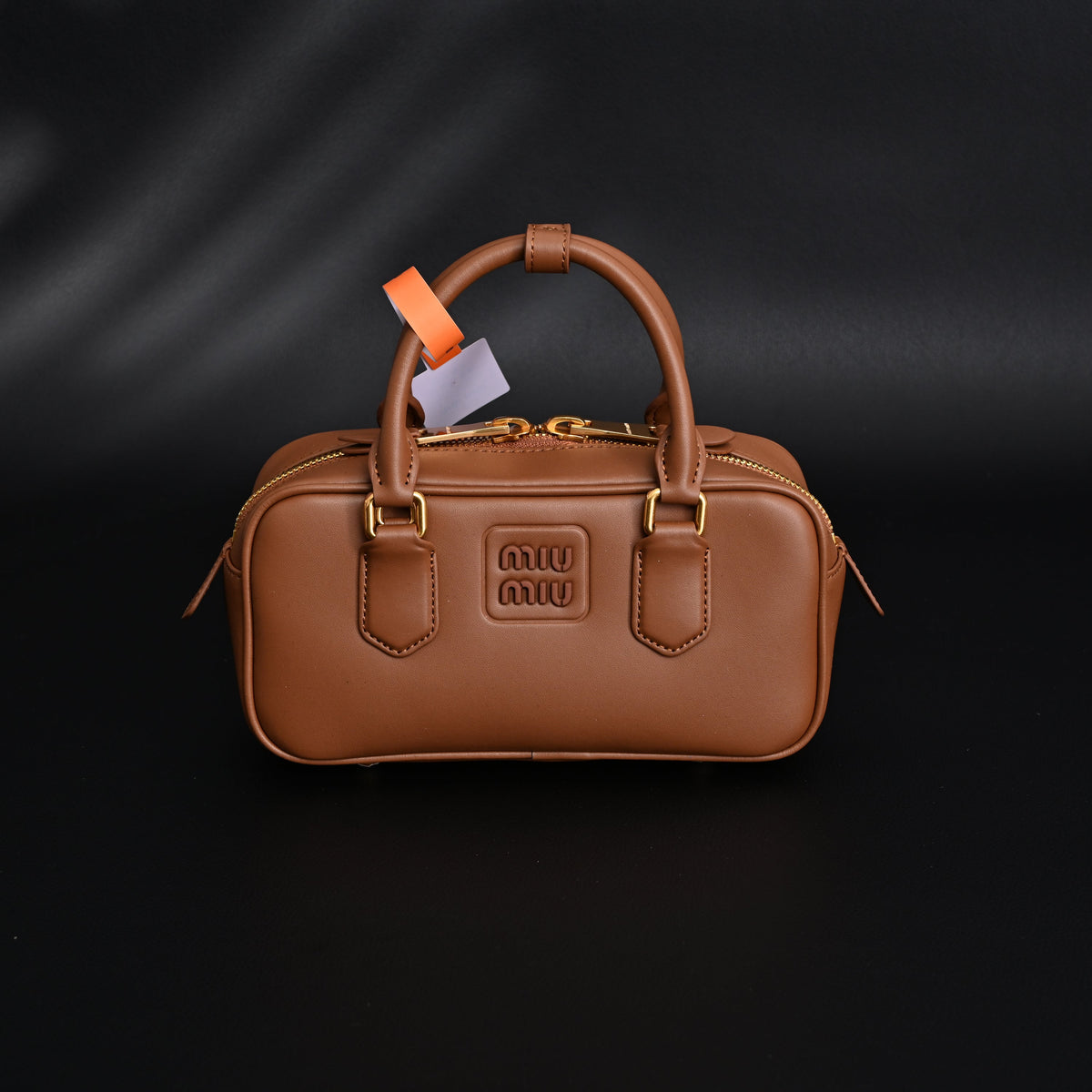 Miu Miu Leather Top Handle Satchel – Caramel Brown Satchel Bag