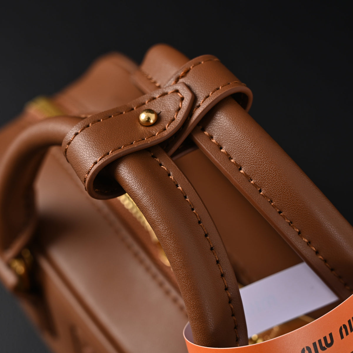 Miu Miu Leather Top Handle Satchel – Caramel Brown Satchel Bag