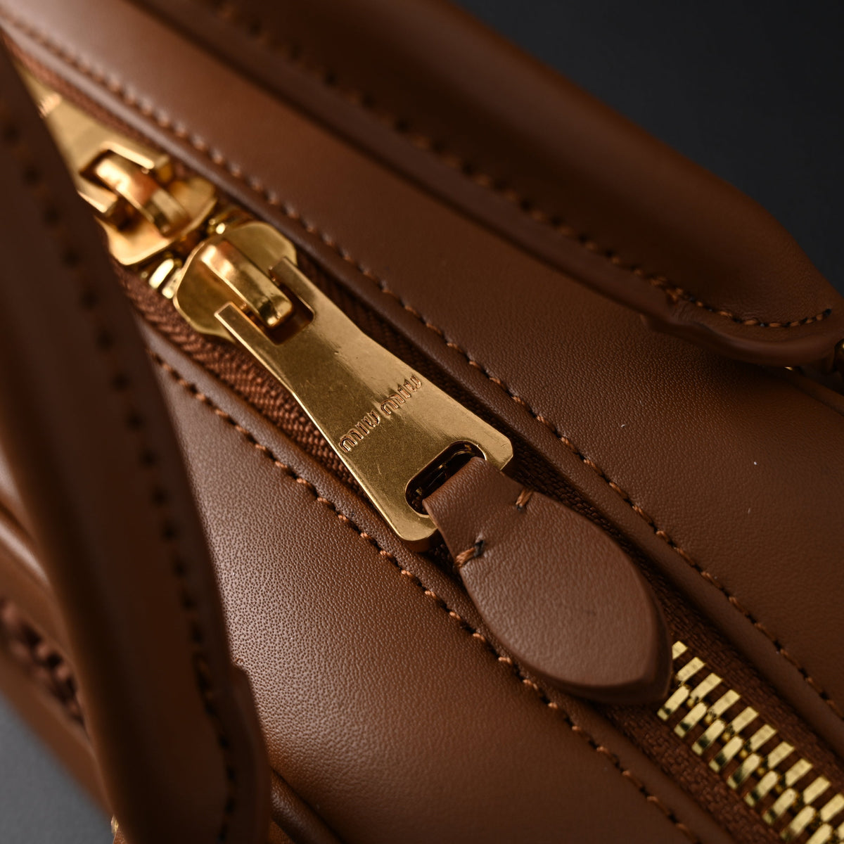 Miu Miu Leather Top Handle Satchel – Caramel Brown Satchel Bag