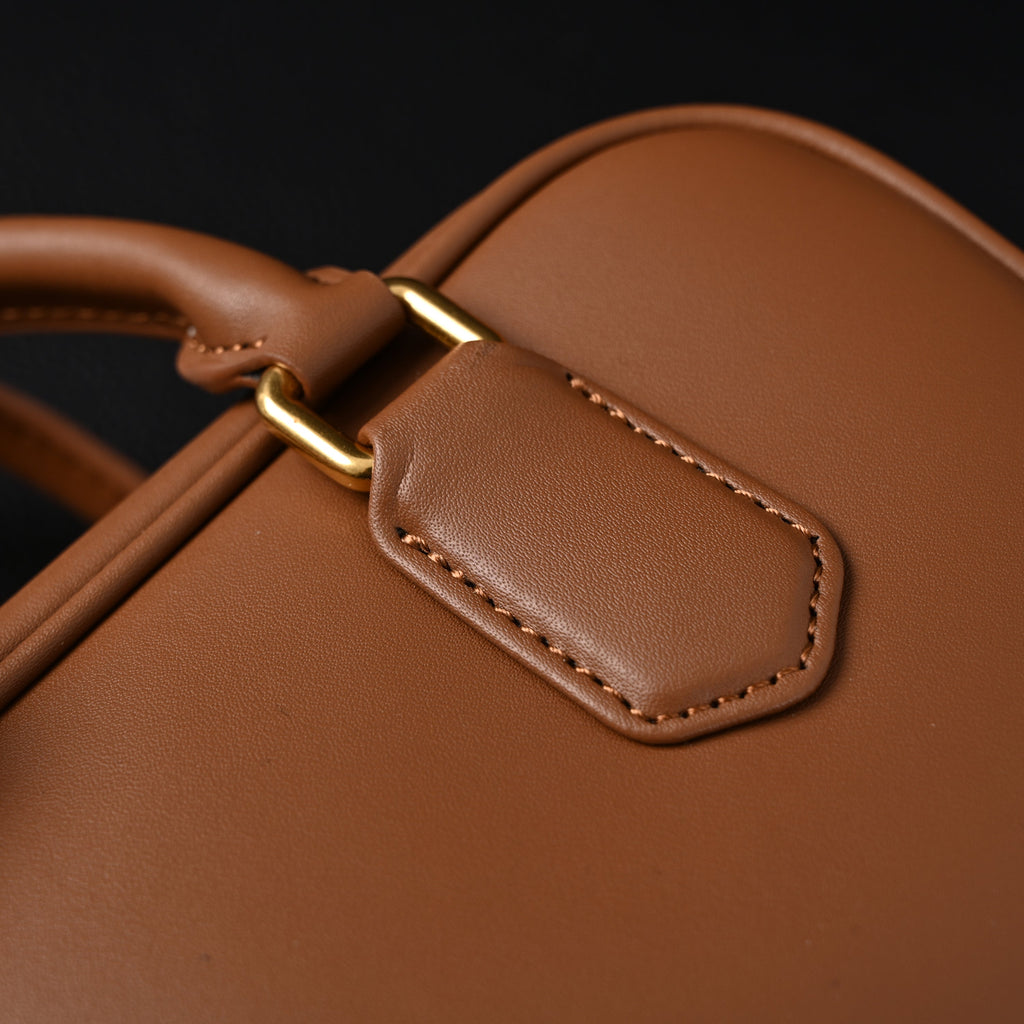 Miu Miu Leather Top Handle Satchel – Caramel Brown Satchel Bag