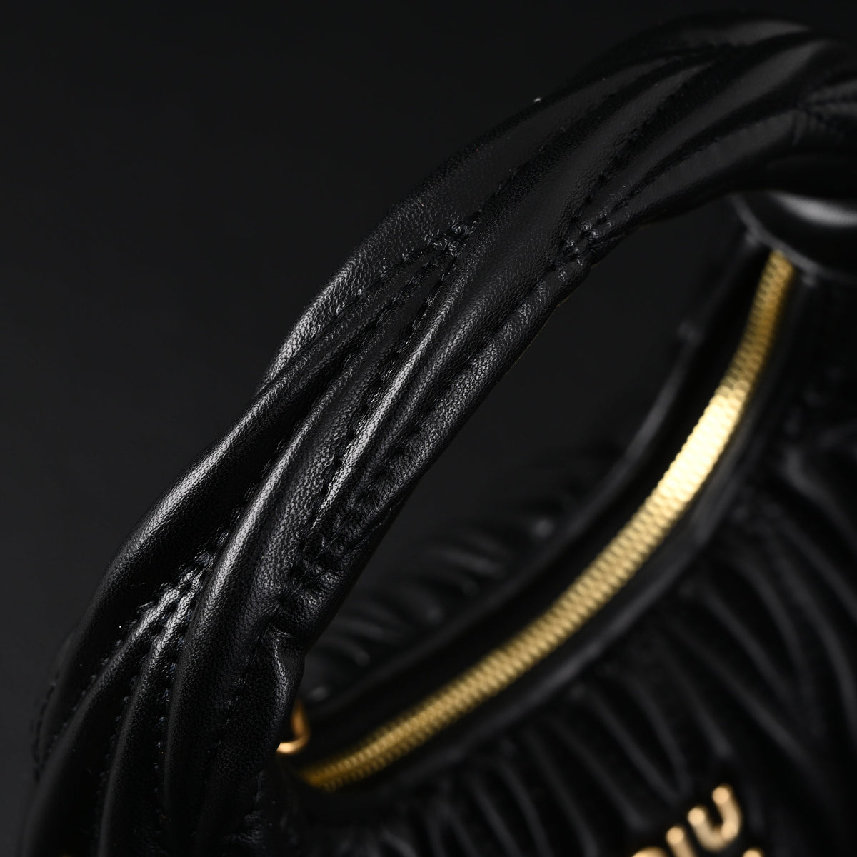 Miu Miu Matelassé Leather Hobo Bag – Black with Gold Hardware - Classic Black