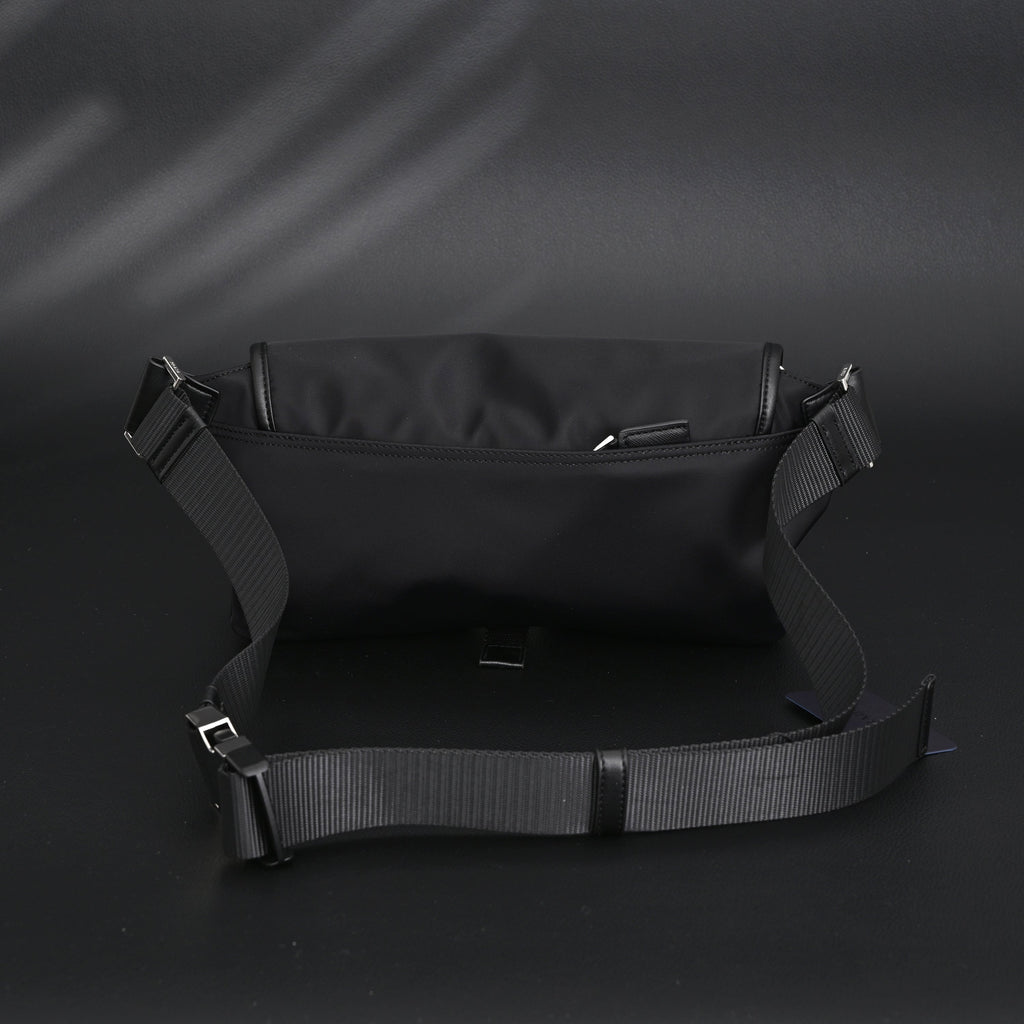 Prada Nylon Black Belt Bag with Silver Logo - Black with Silver-Tone Hardware