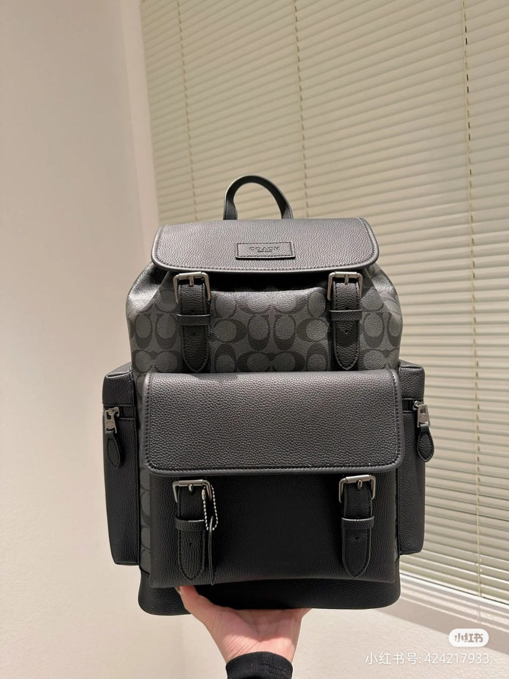 Coach Men's Leather Backpack – Black Signature Canvas
