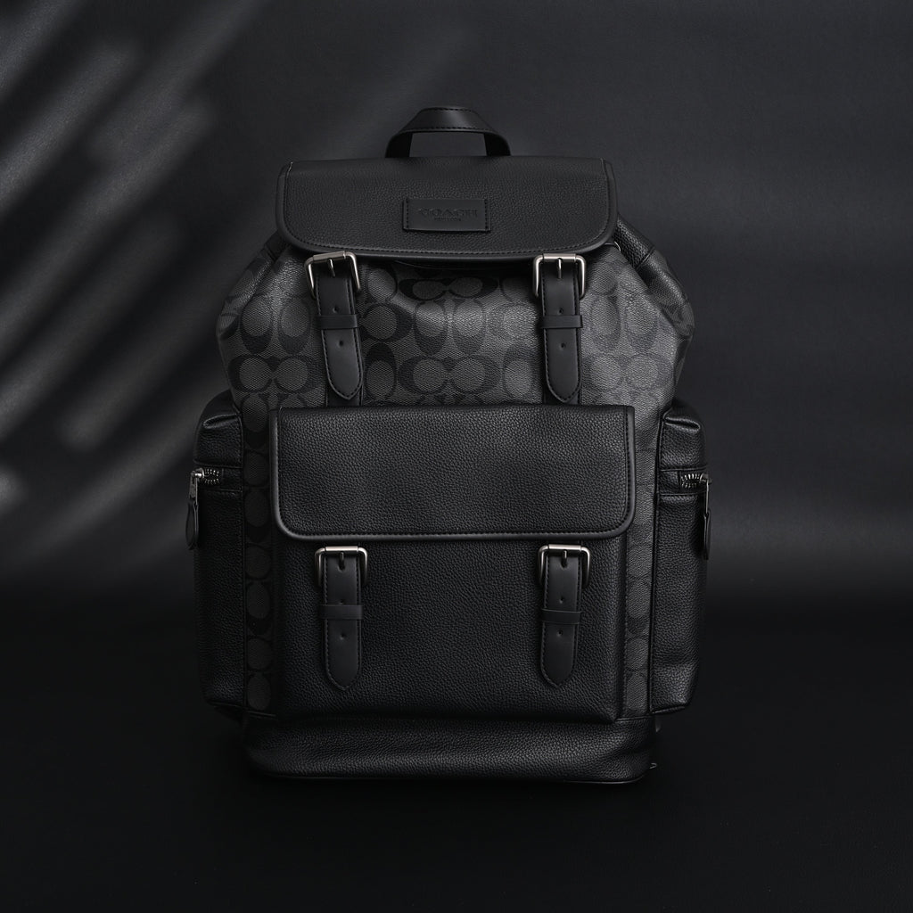 Coach Men's Leather Backpack – Black Signature Canvas