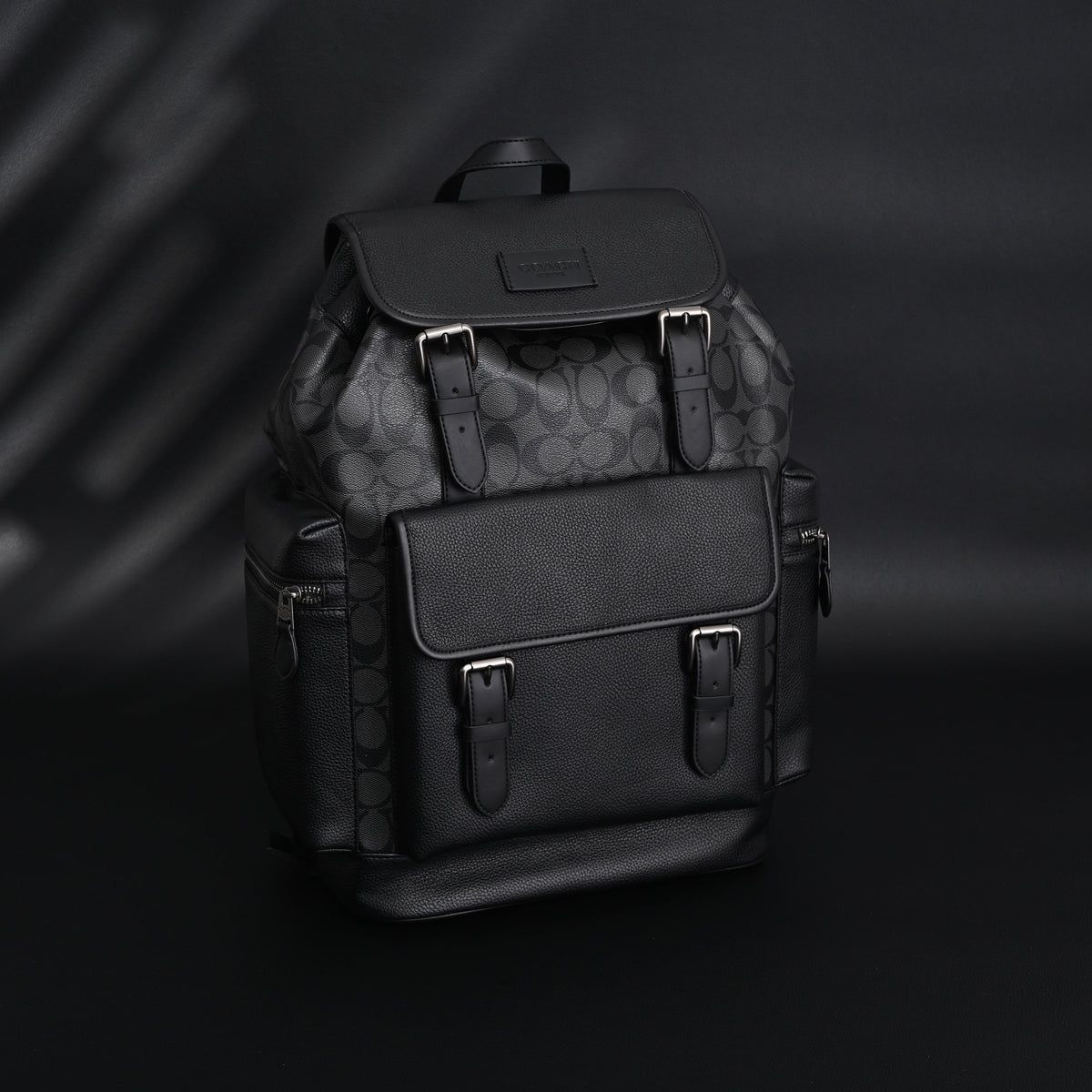Coach Men's Leather Backpack – Black Signature Canvas