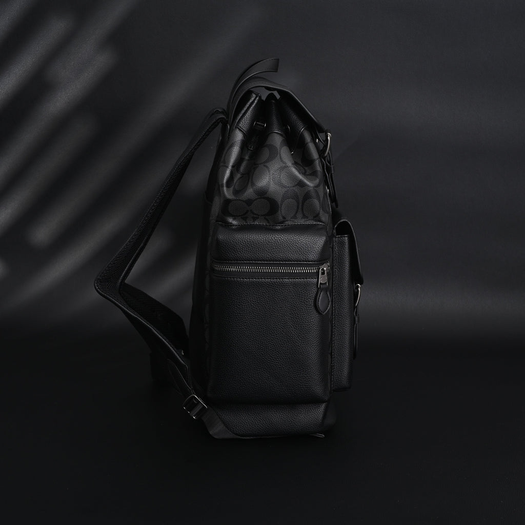 Coach Men's Leather Backpack – Black Signature Canvas
