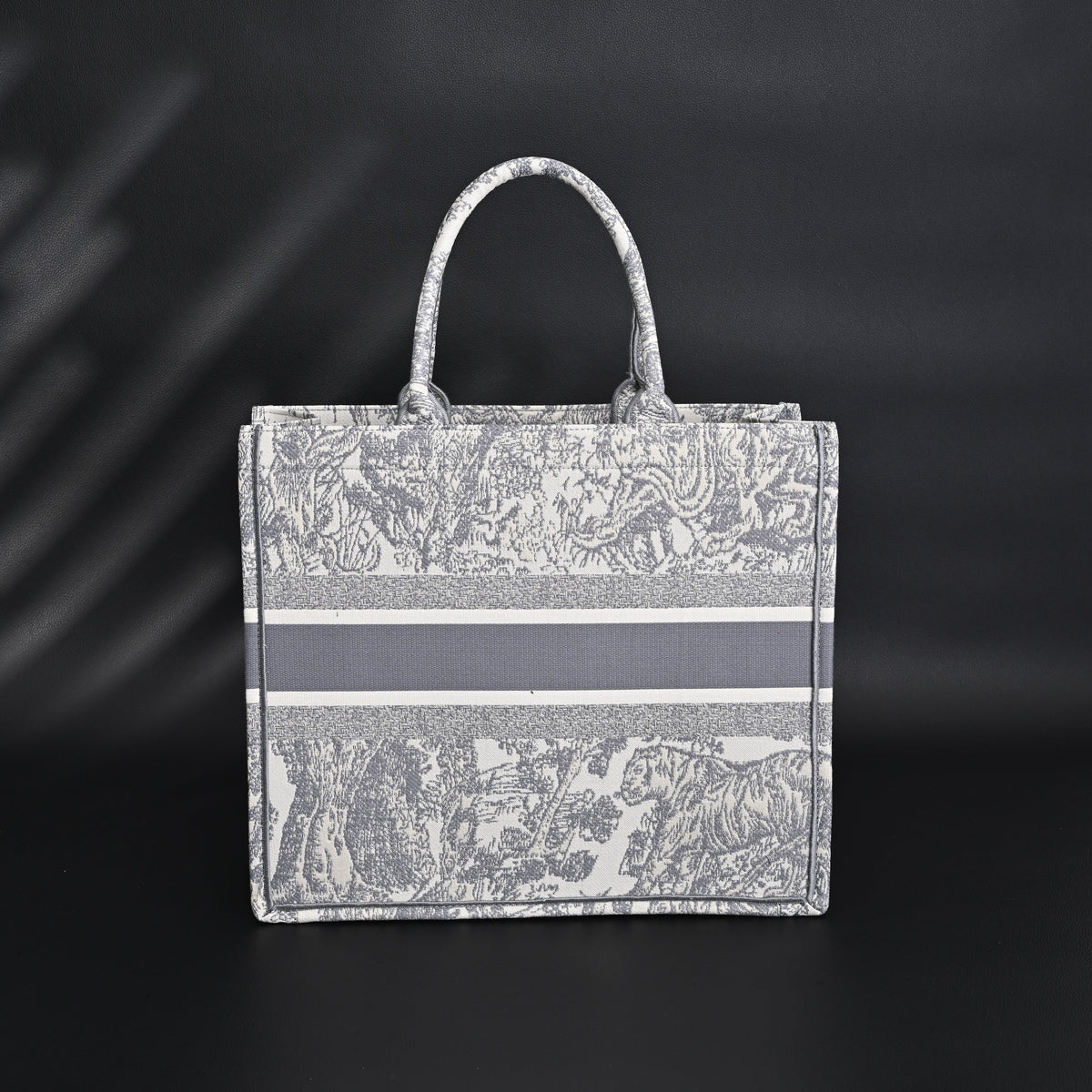 Christian Dior Large Book Tote – Toile De Jouy Embroidery - Classic Grey