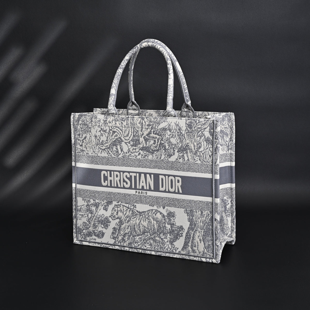Christian Dior Large Book Tote – Toile De Jouy Embroidery - Classic Grey