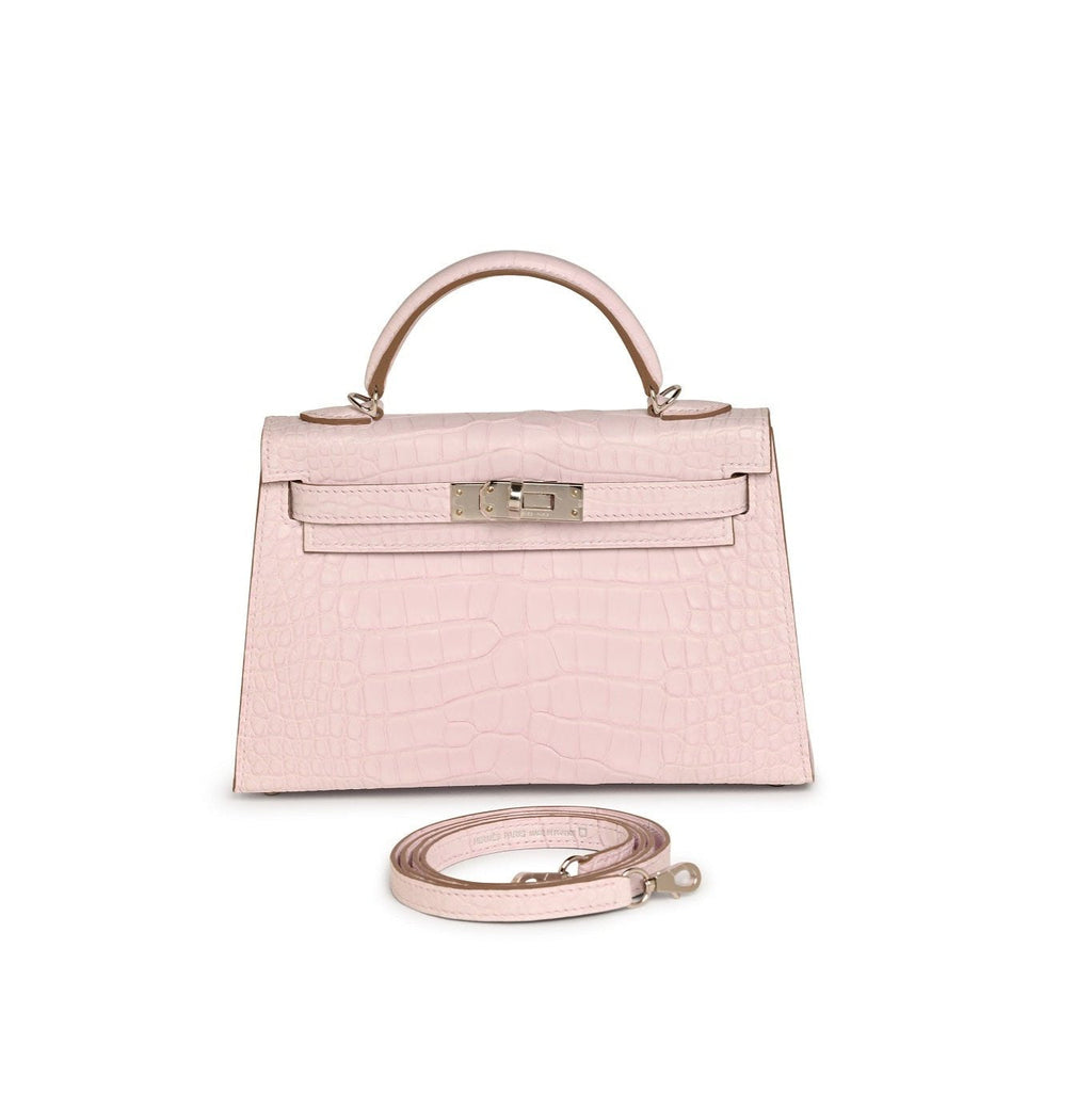 Mauve Pale Crocodile Mini Kelly Handbag