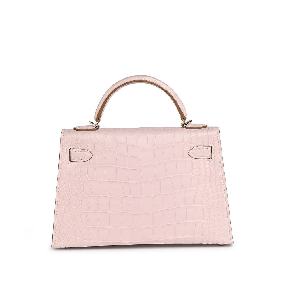 Mauve Pale Crocodile Mini Kelly Handbag
