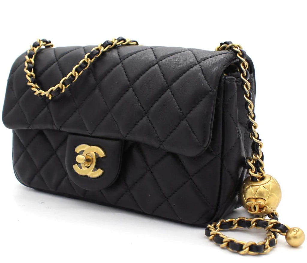 Chanel Pearl Crush Mini Rectangular Flap Bag - Black with Aged Gold-Tone Hardware