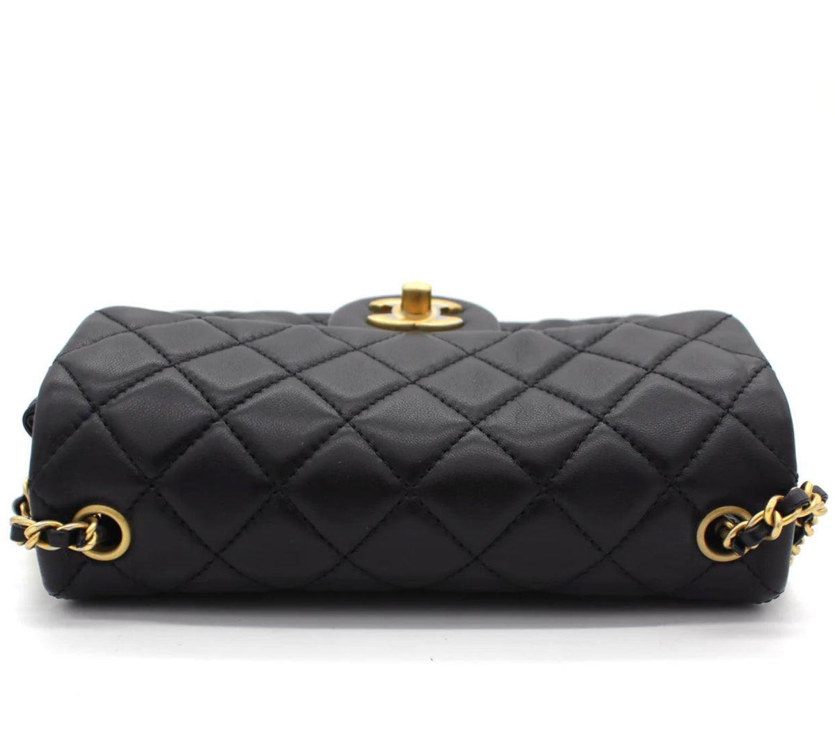 Chanel Pearl Crush Mini Rectangular Flap Bag - Black with Aged Gold-Tone Hardware