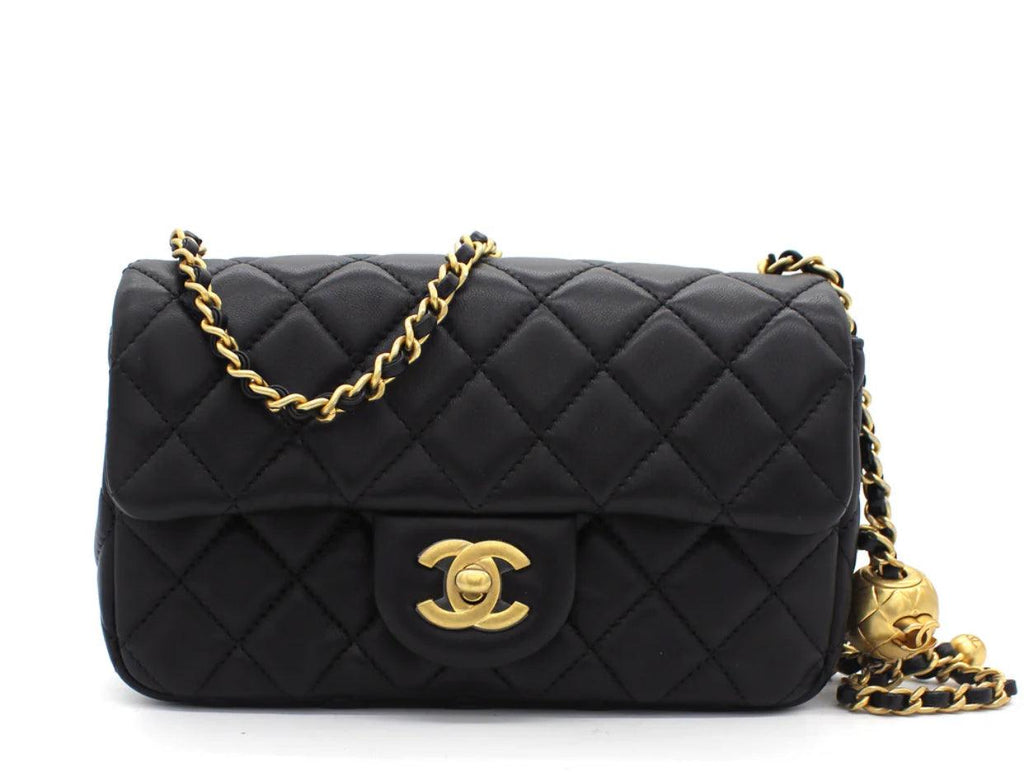 Chanel Pearl Crush Mini Rectangular Flap Bag - Black with Aged Gold-Tone Hardware