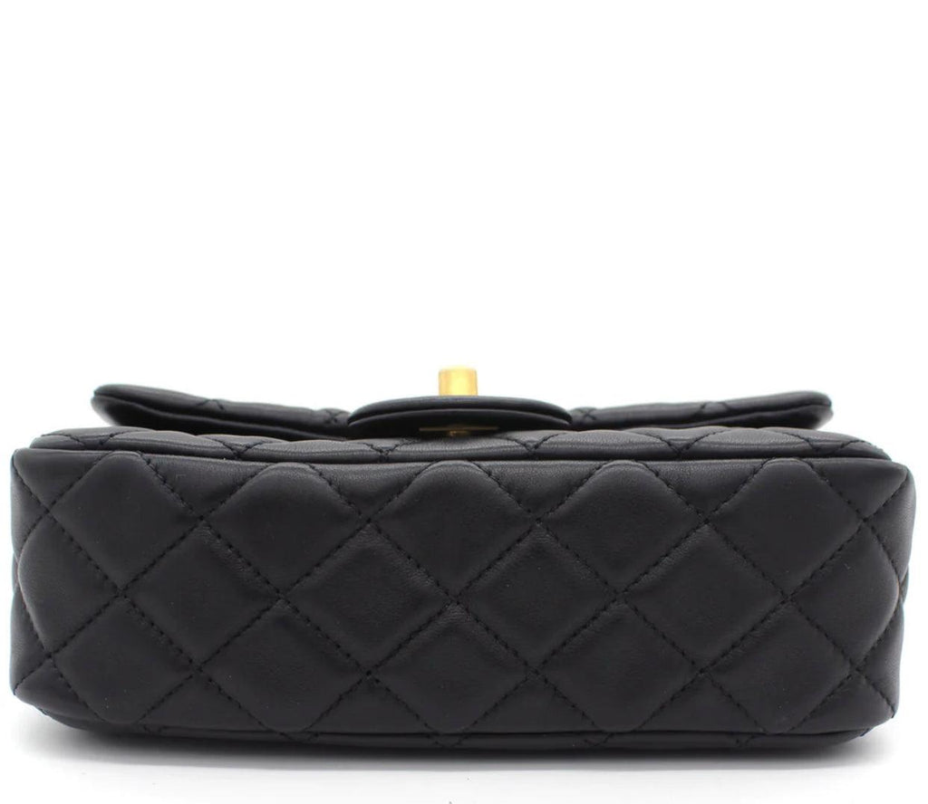 Chanel Pearl Crush Mini Rectangular Flap Bag - Black with Aged Gold-Tone Hardware