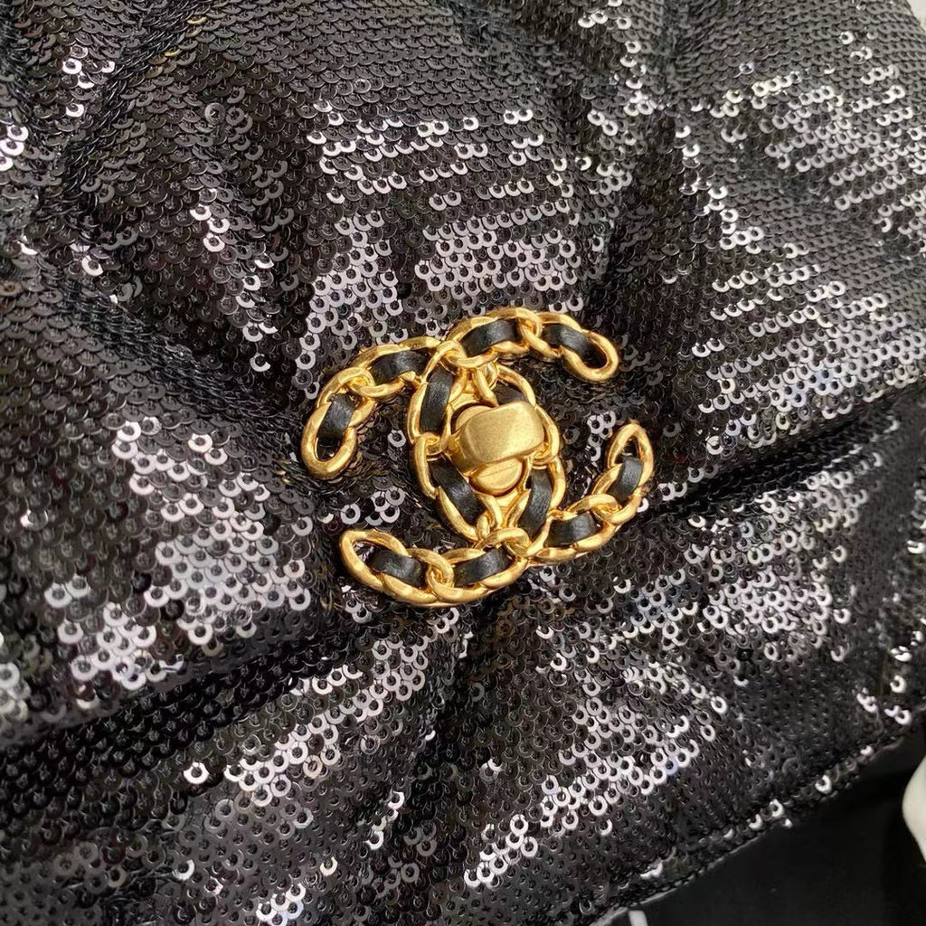 Chanel Sequin 19 Flap Bag Black
