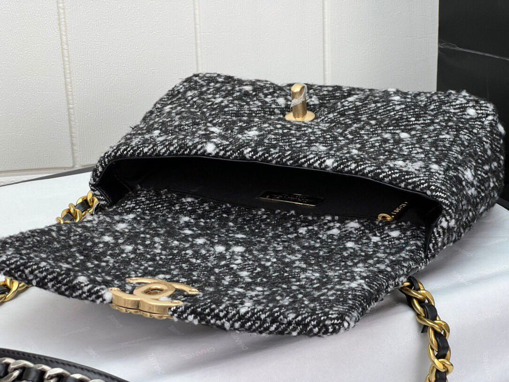 Chanel 19 Small Black and White Orea Tweed Handbag
