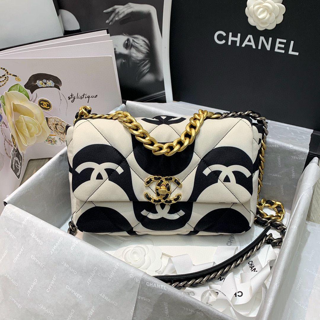 Chanel 19 Flap Bag Medium Black Ecru - Ecru and Black