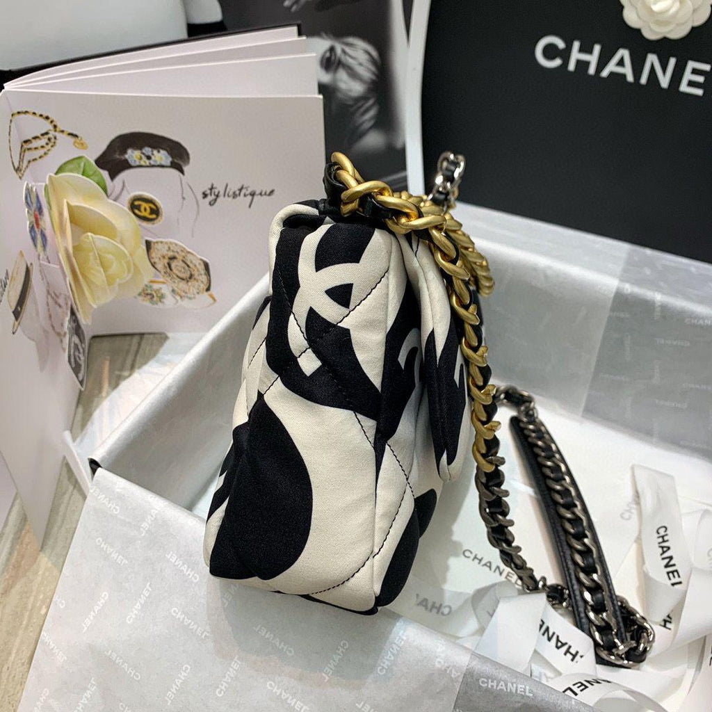 Chanel 19 Flap Bag Medium Black Ecru - Ecru and Black