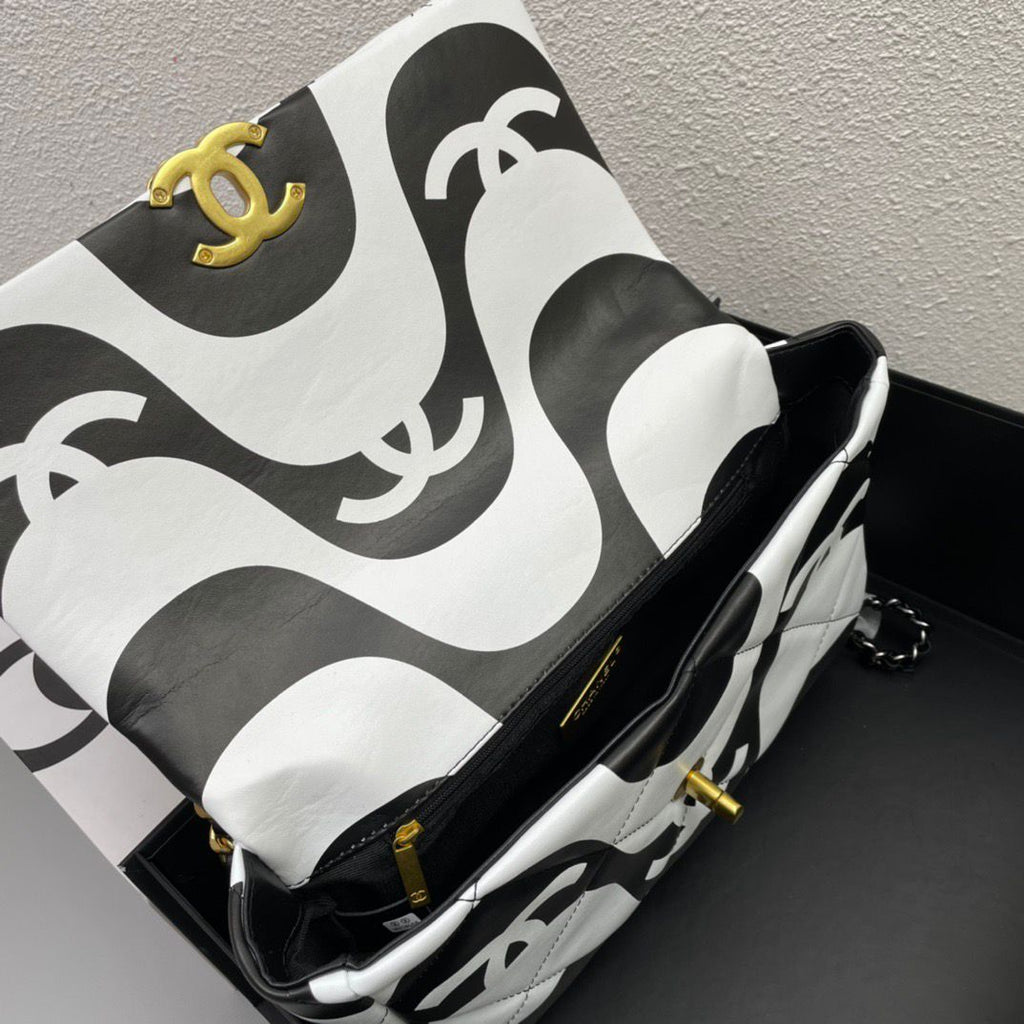 Chanel 19 Flap Bag Medium Black Ecru - Ecru and Black
