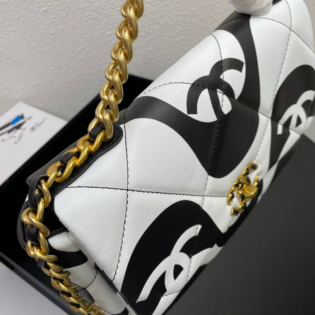 Chanel 19 Flap Bag Medium Black Ecru - Ecru and Black