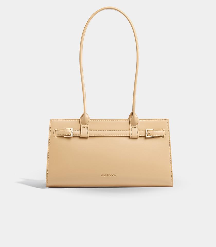 Mossdoom Aurelia Leather Handle Shoulder Bag with Custom Flower Chain