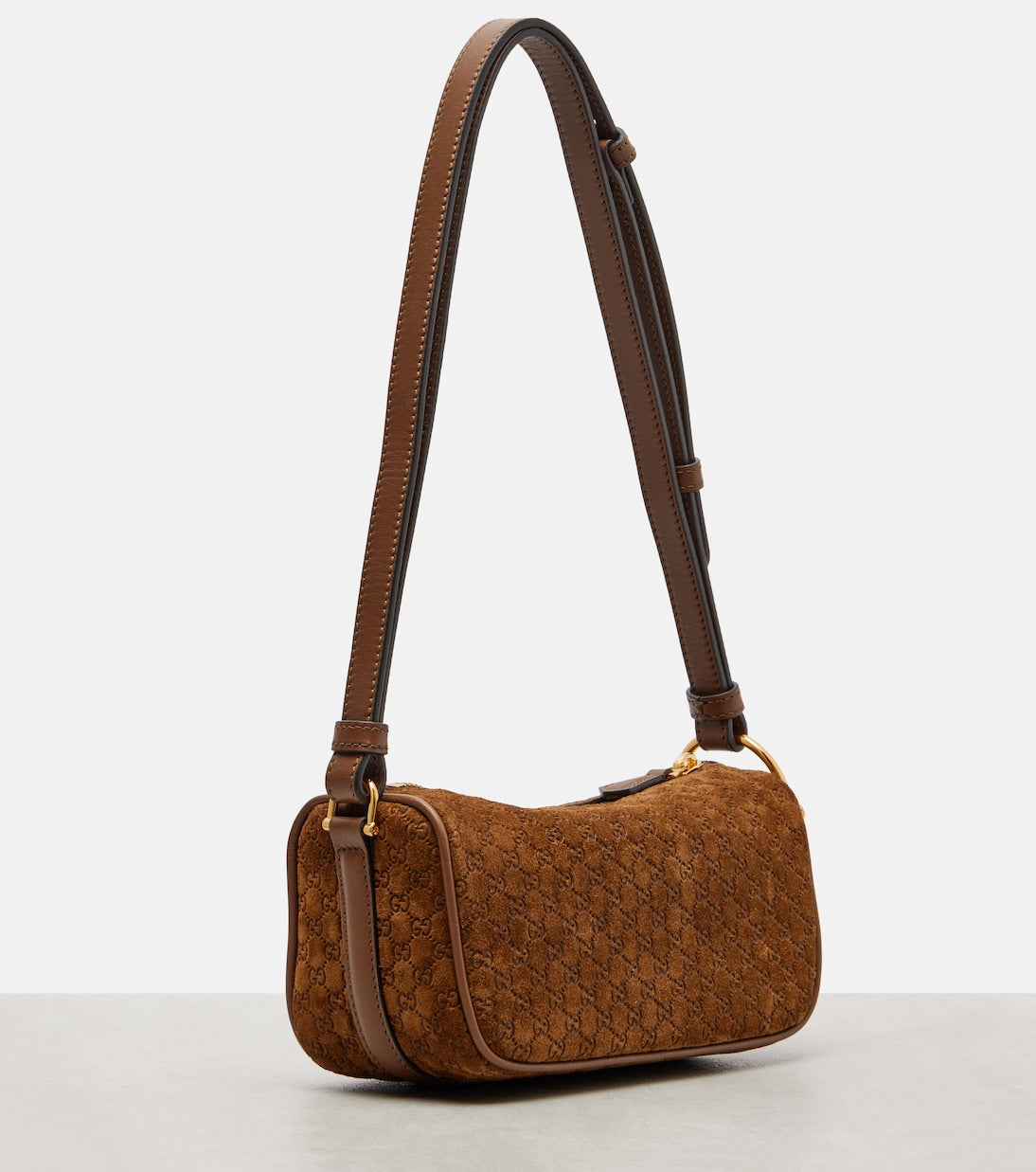 Gucci Half Horsebit Suede Shoulder Bag
