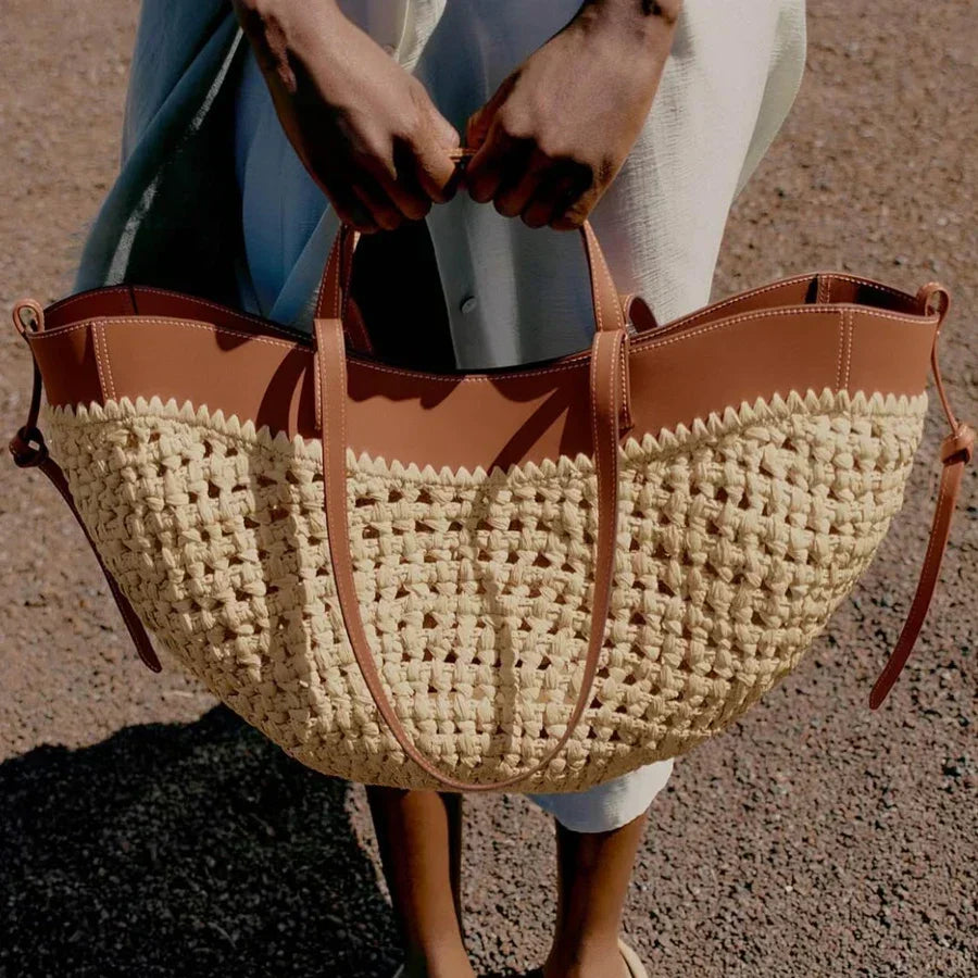 The Bree Hollow Weave Bag - Beige
